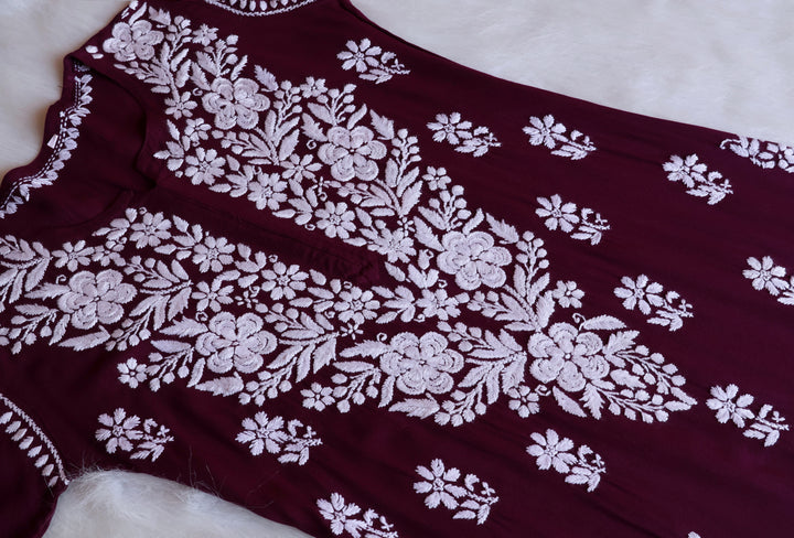 Benafsha Deep Plum Rayon Kurta Pant set