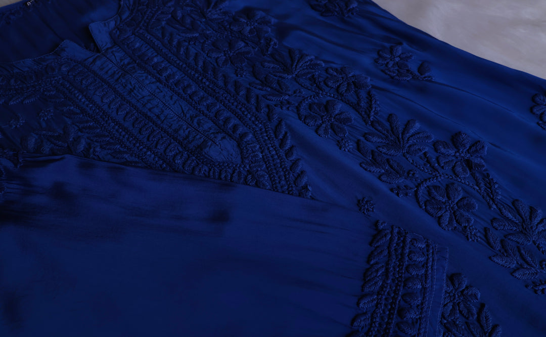 Haya Royal Blue Pure Crepe Kurta