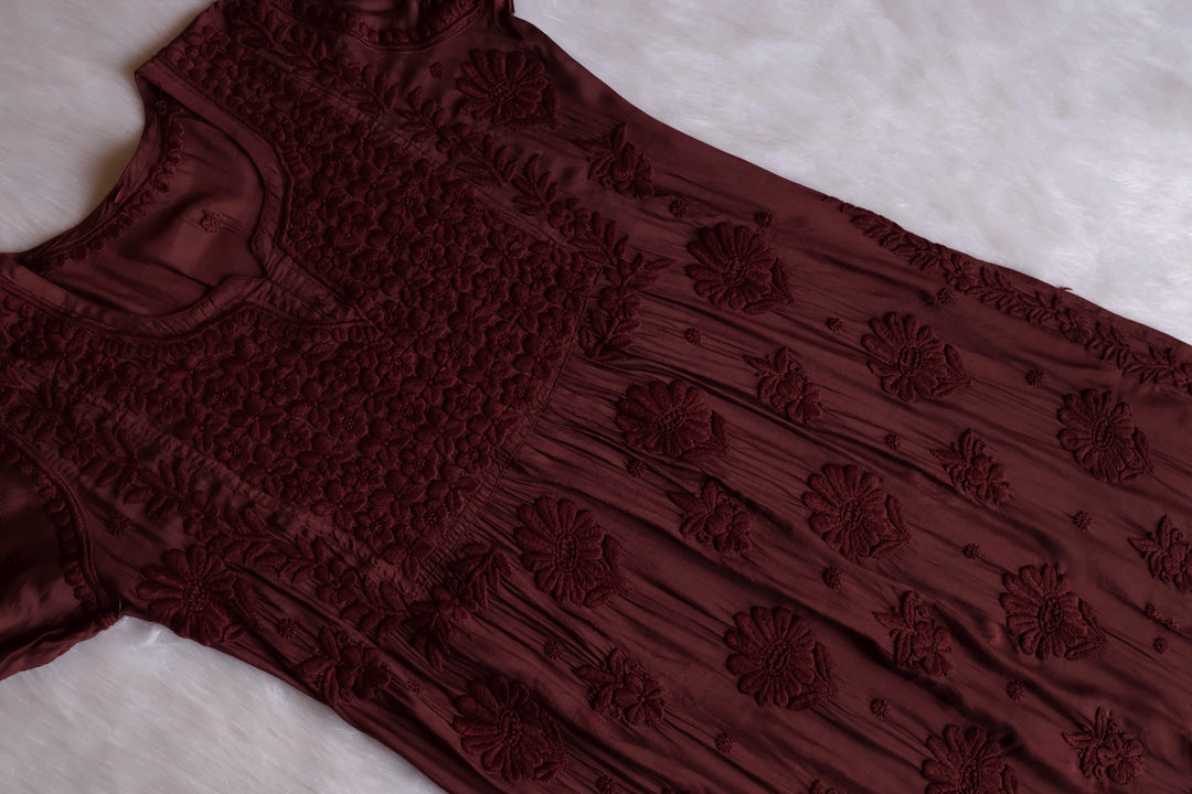 Hoor Chocolate Brown 10D Pure Muslin Kurta Set