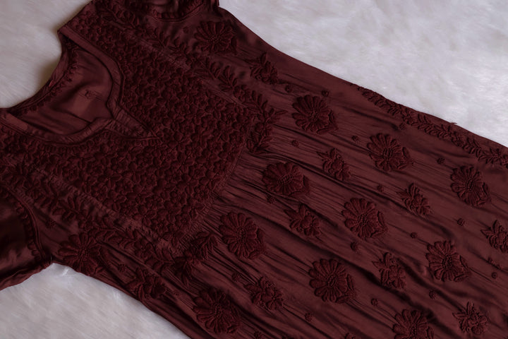 Hoor Chocolate Brown 10D Pure Muslin Kurta Set