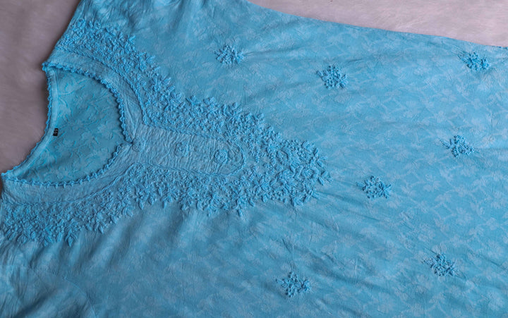 Aaliyah Sky Blue Long Jacquard Cotton