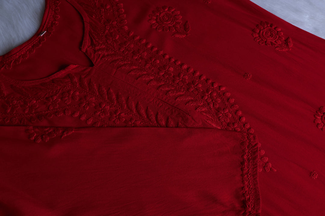 Alina Maroon Long Rayon Kurta