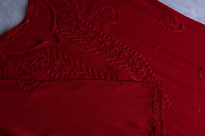 Alina Maroon Long Rayon Kurta