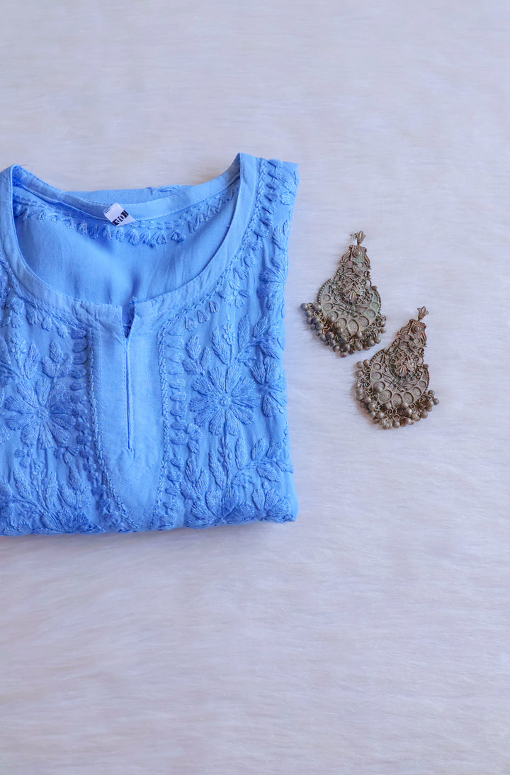 Aliyah Ice Blue Short Rayon Kurta