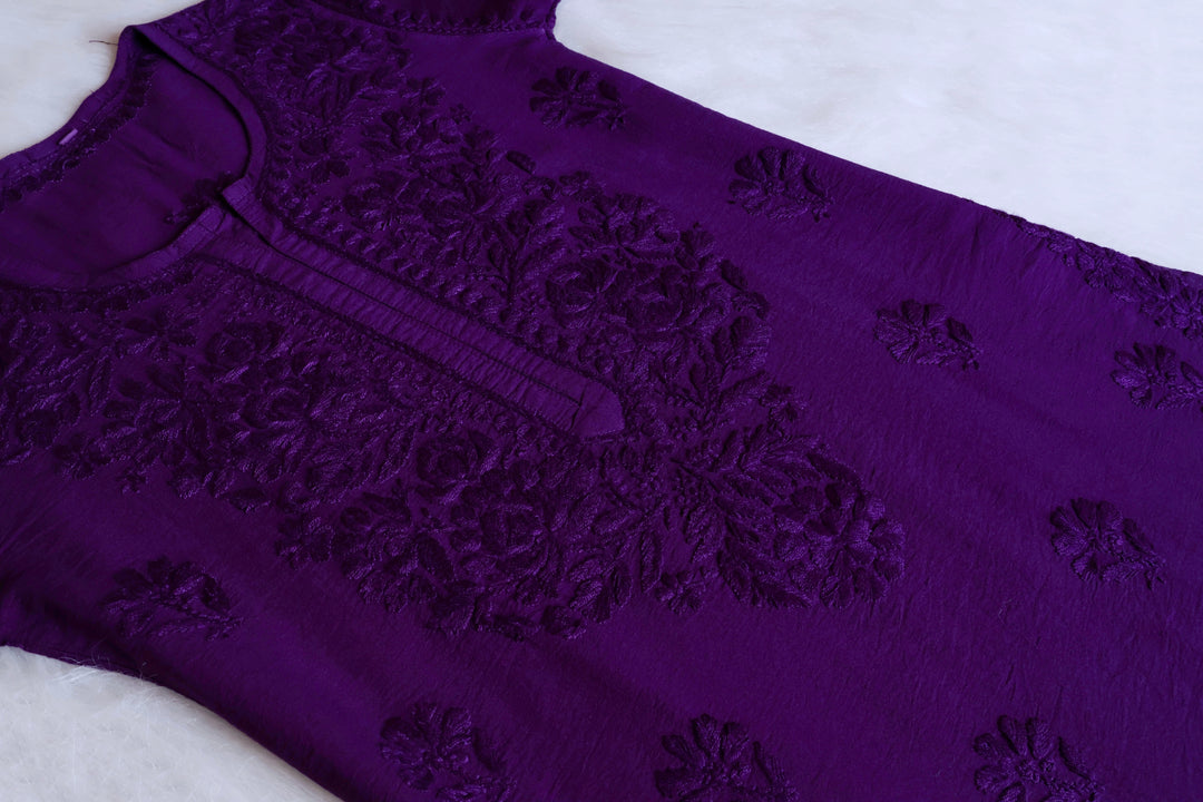 Jannat Purple Chanderi Kurta