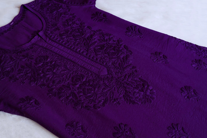 Jannat Purple Chanderi Kurta