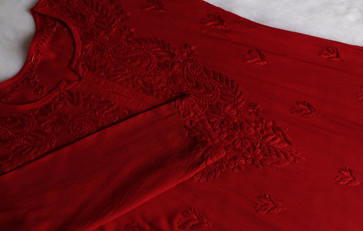 Zahrah Maroon Ombre Long Rayon Kurta