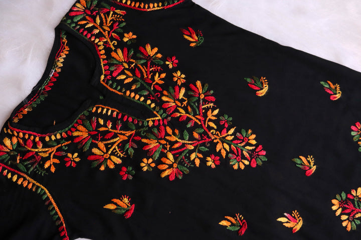 Aayat Black & Multicolored Short Rayon Kurta