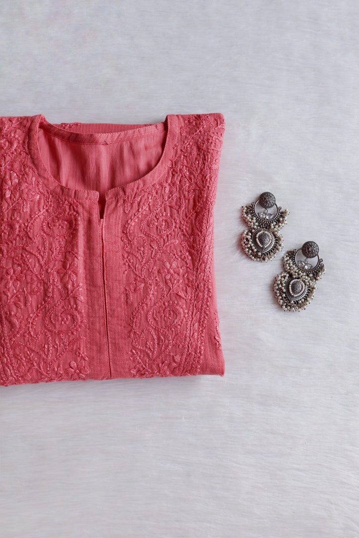 Renisa Rose Brown Soft Kota Kurta