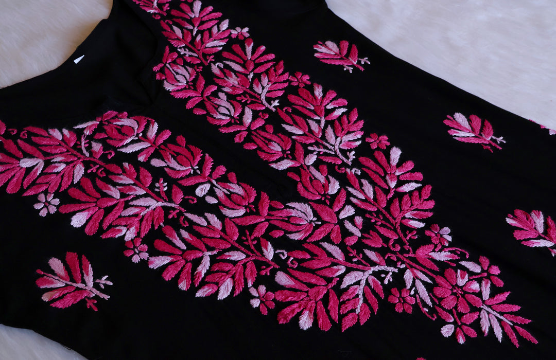 Sanam Black & Hot Pink Ombre Long Rayon Kurta