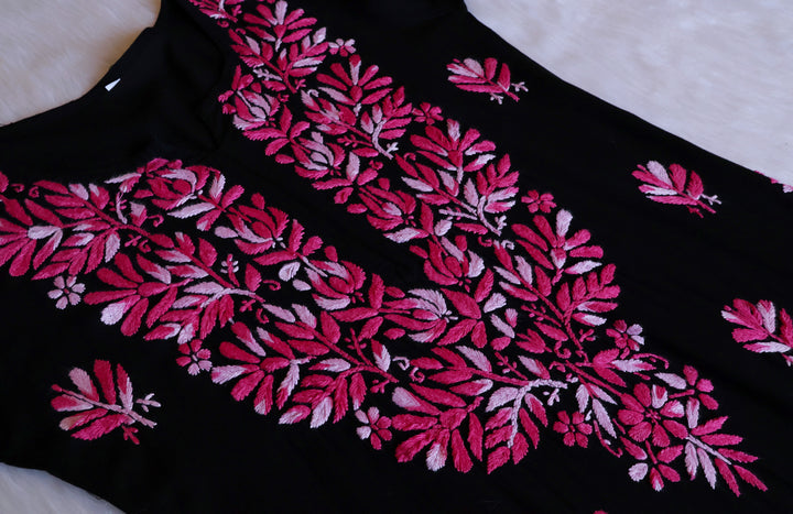 Sanam Black & Hot Pink Ombre Long Rayon Kurta