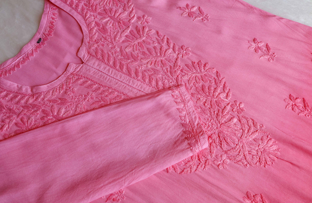 Amirah Peach Ombre Long Rayon Kurta