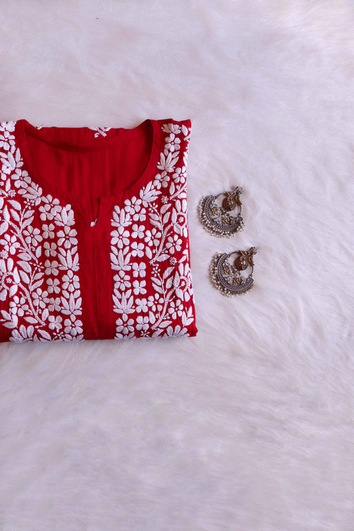 Ferisha Red Modal long kurta