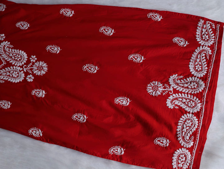 Red & White Cotton Kurta