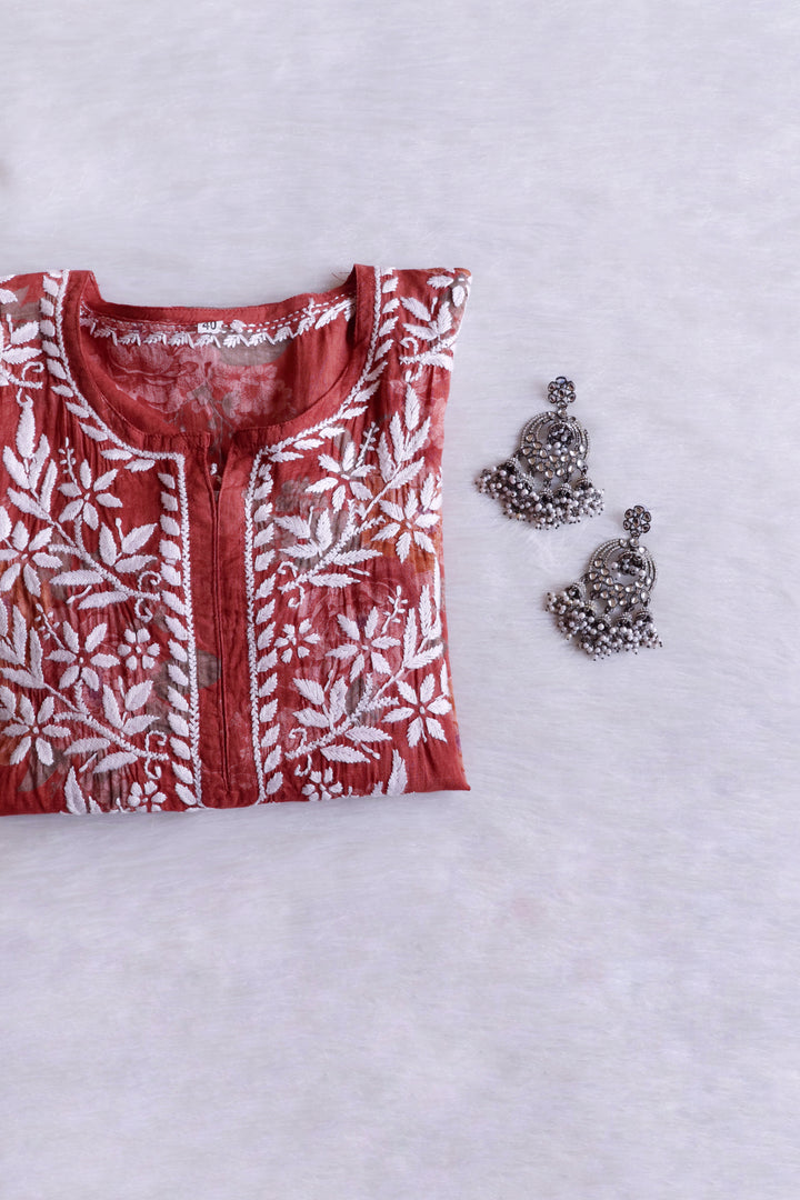 Dahlia Rose Brown Mulmul short top