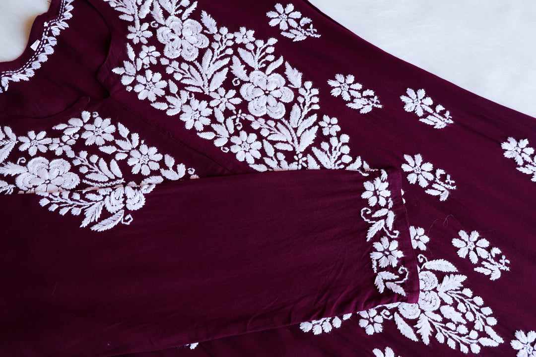 Benafsha Deep Plum Rayon Kurta Pant set