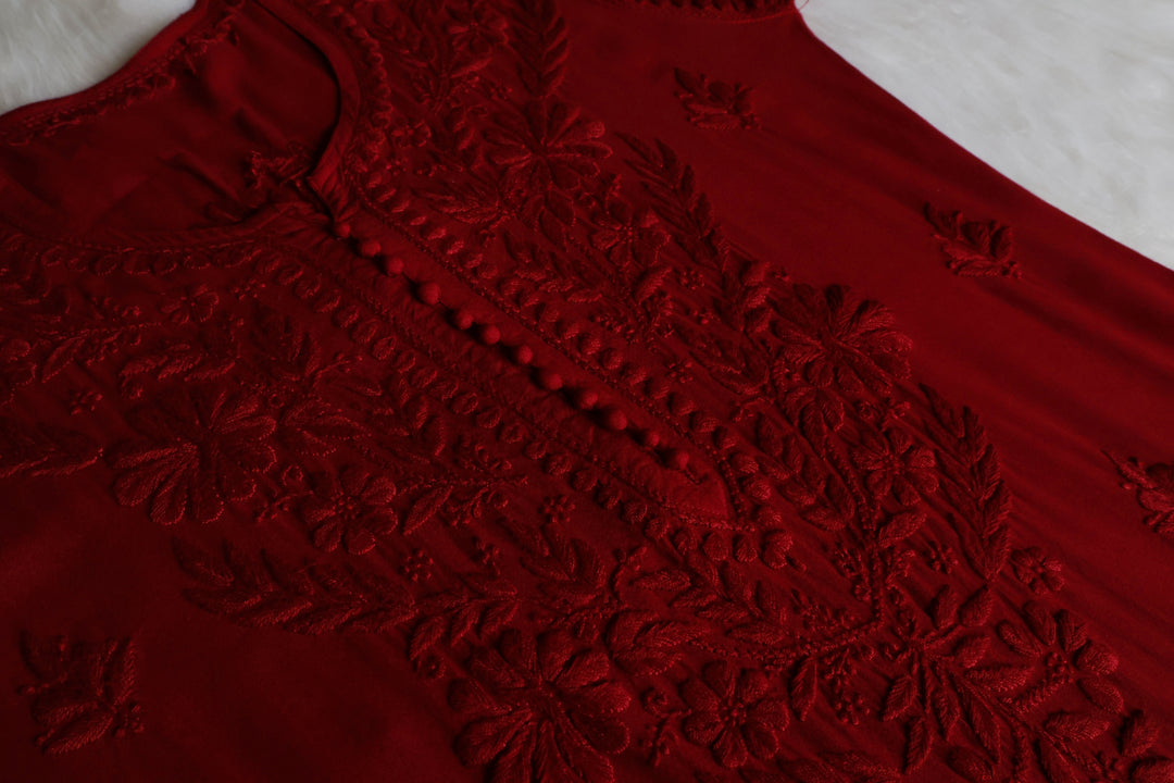 Enaara Maroon Potli Button Rayon set