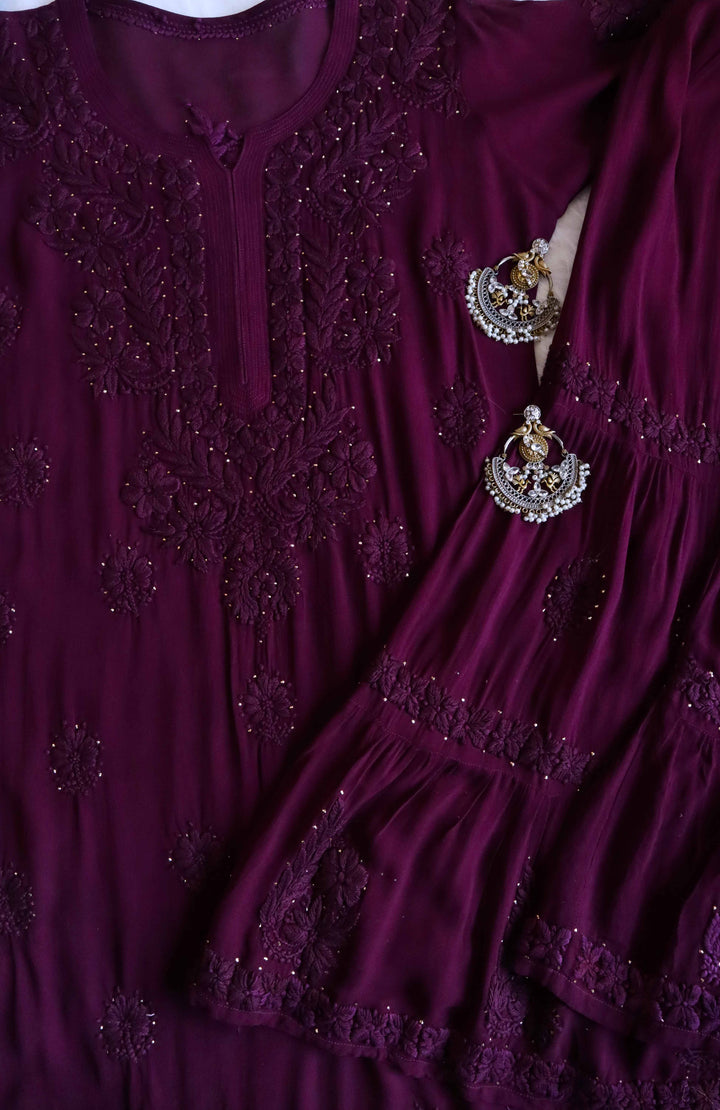 Zimra Premium Deep Purple Viscose Garara set