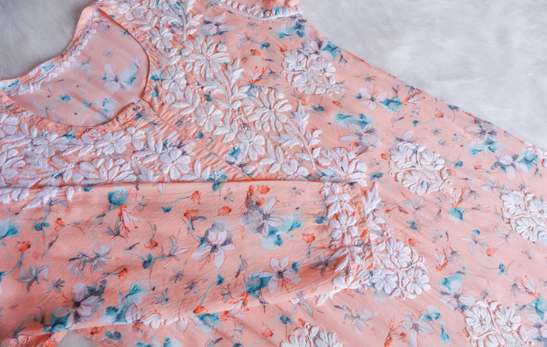 Dahlia Peach Pure Mulmul set