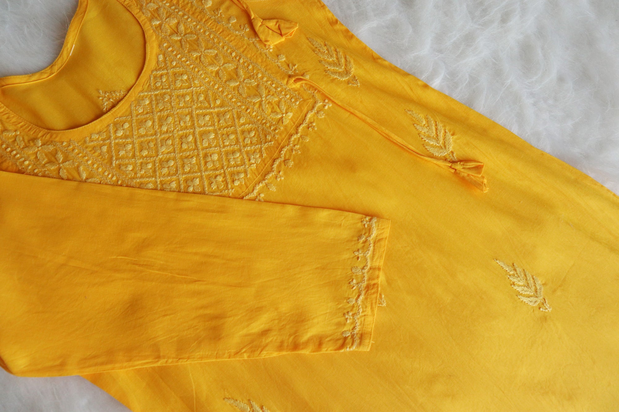Zarah Mustard Yellow Cotton long kurta