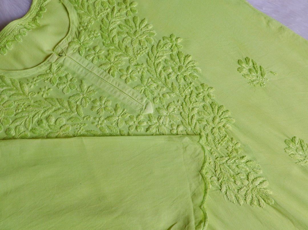Gul Lime Green Scalloped Short Kurta