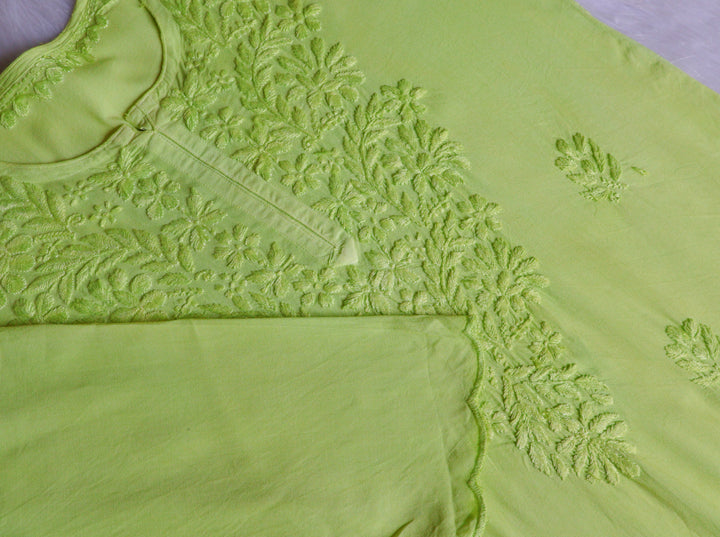 Gul Lime Green Scalloped Short Kurta