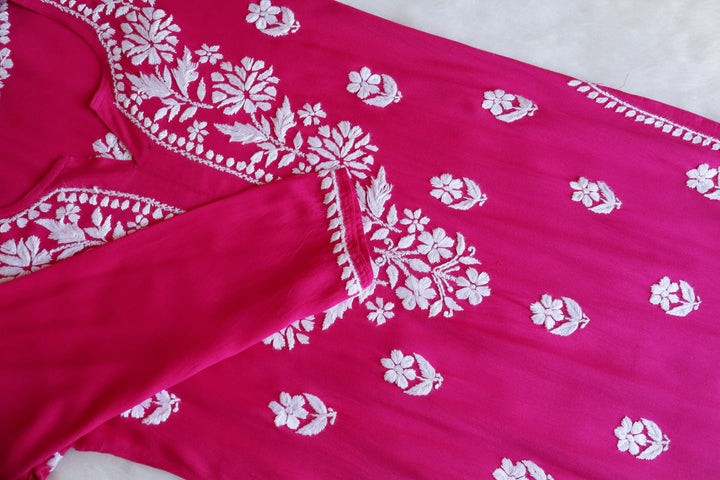 Mehr Hot Pink Long Rayon kurta