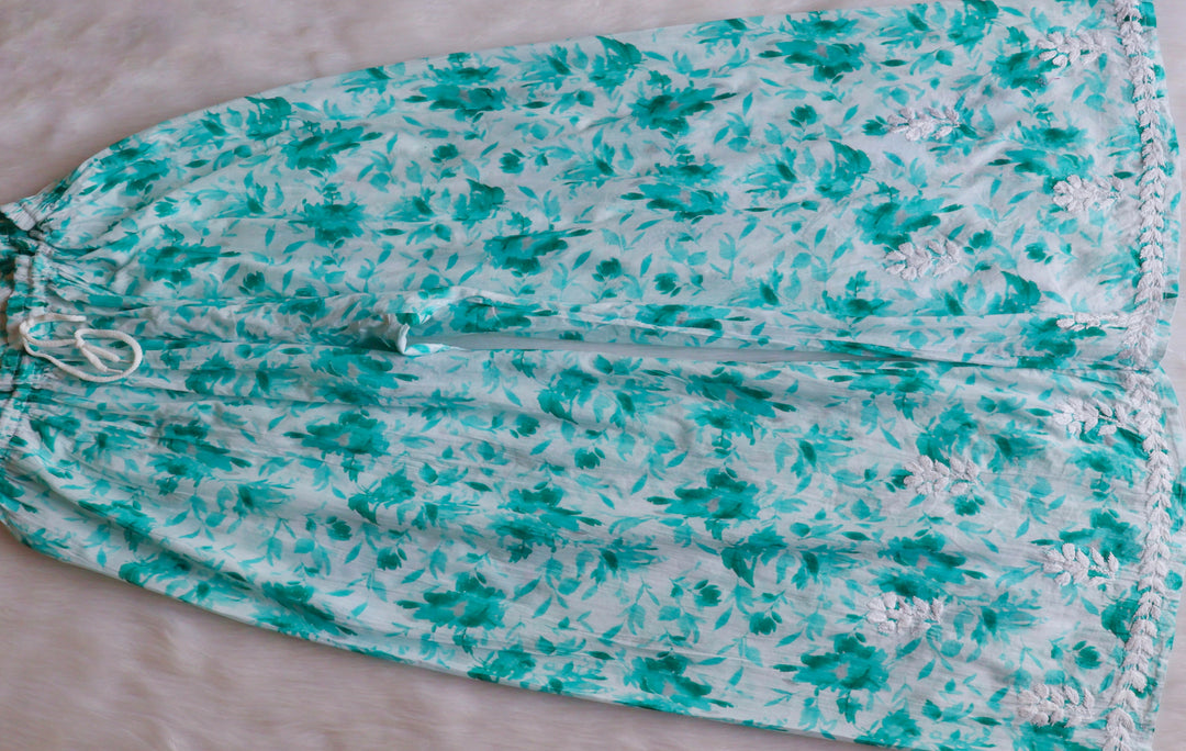 Abhira Mint Green Pure Mulmul set - Noor Chikankari
