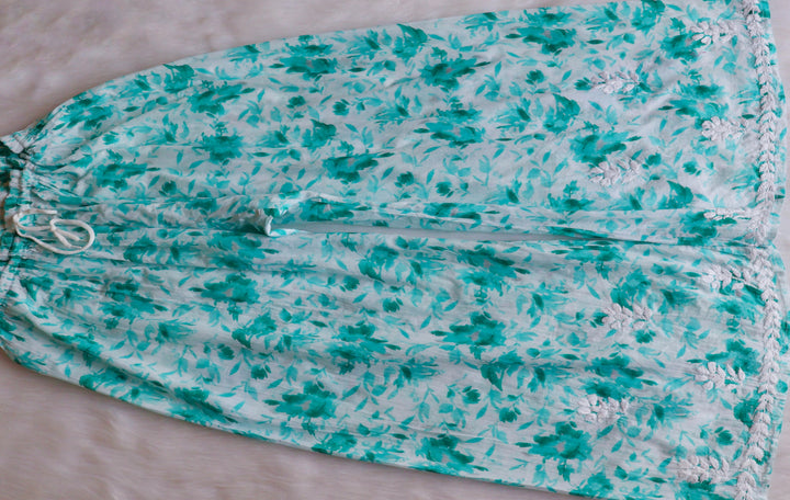 Abhira Mint Green Pure Mulmul set - Noor Chikankari