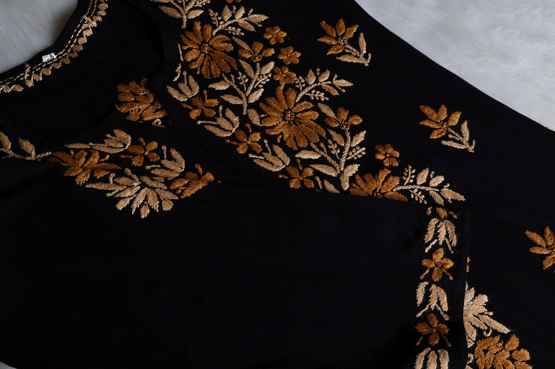 Gulaab Black, Caramel & Beige Rayon Kurta Set