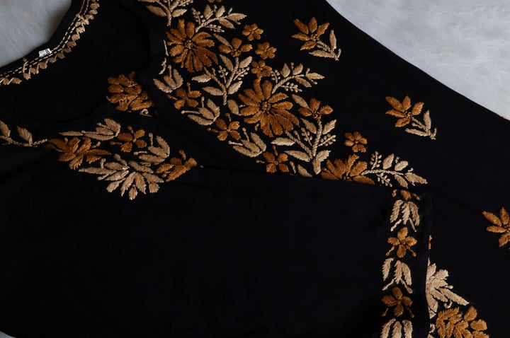 Gulaab Black, Caramel & Beige Rayon Kurta Set