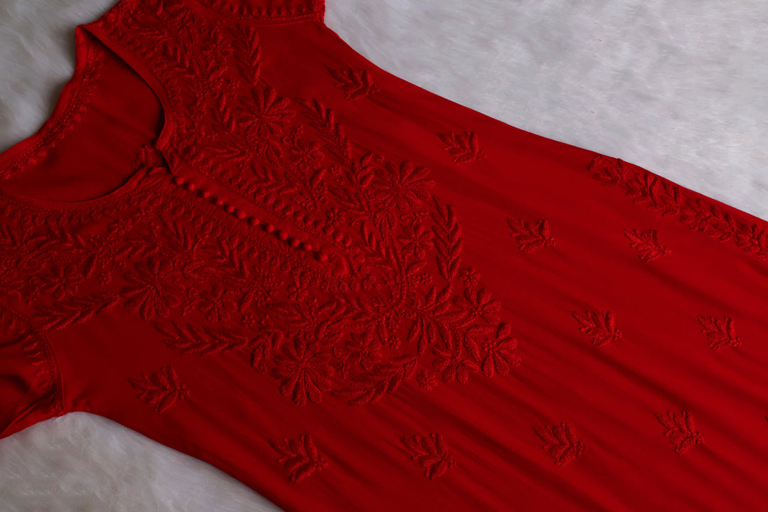 Enaara Red Potli Button Rayon set