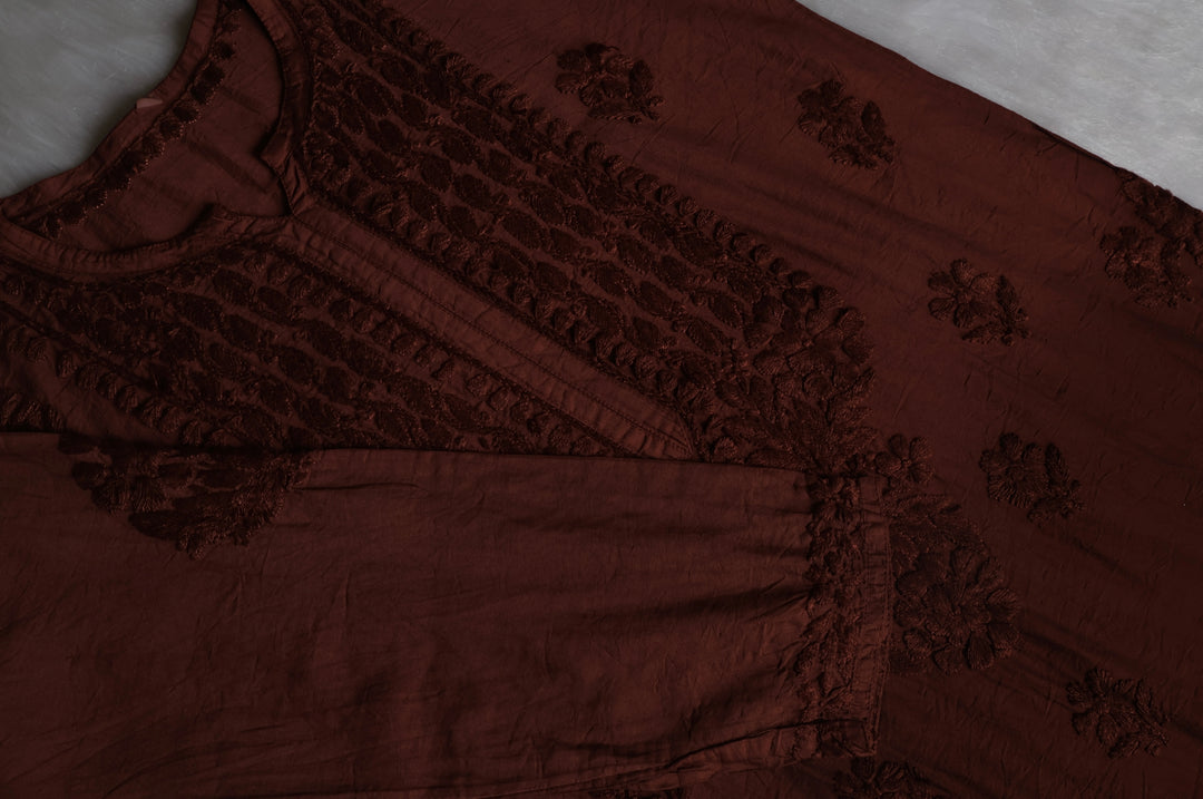 Dilnoor Chocolate Brown Chanderi Ombre Kurta
