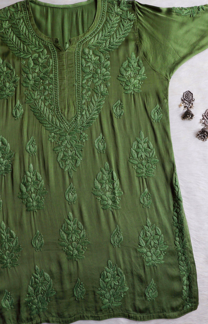 Mehr Olive Green Modal Silk short top