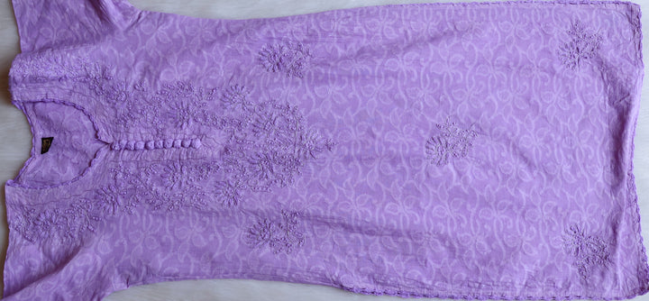 Lavender Long Jacquard Cotton kurta