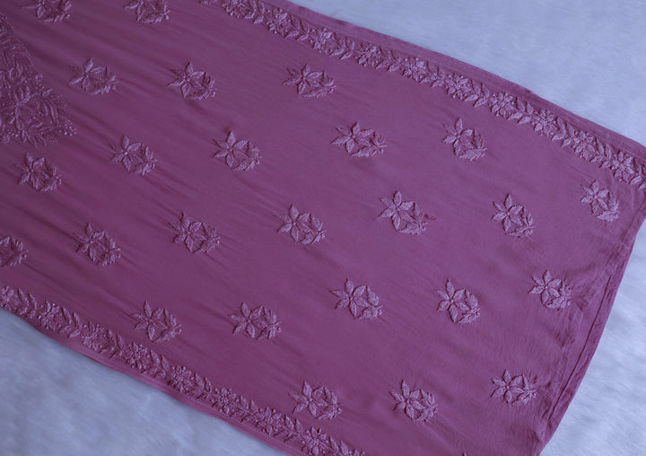 Zimra Dusty Purple Viscose Sleeveless Set - Noor Chikankari