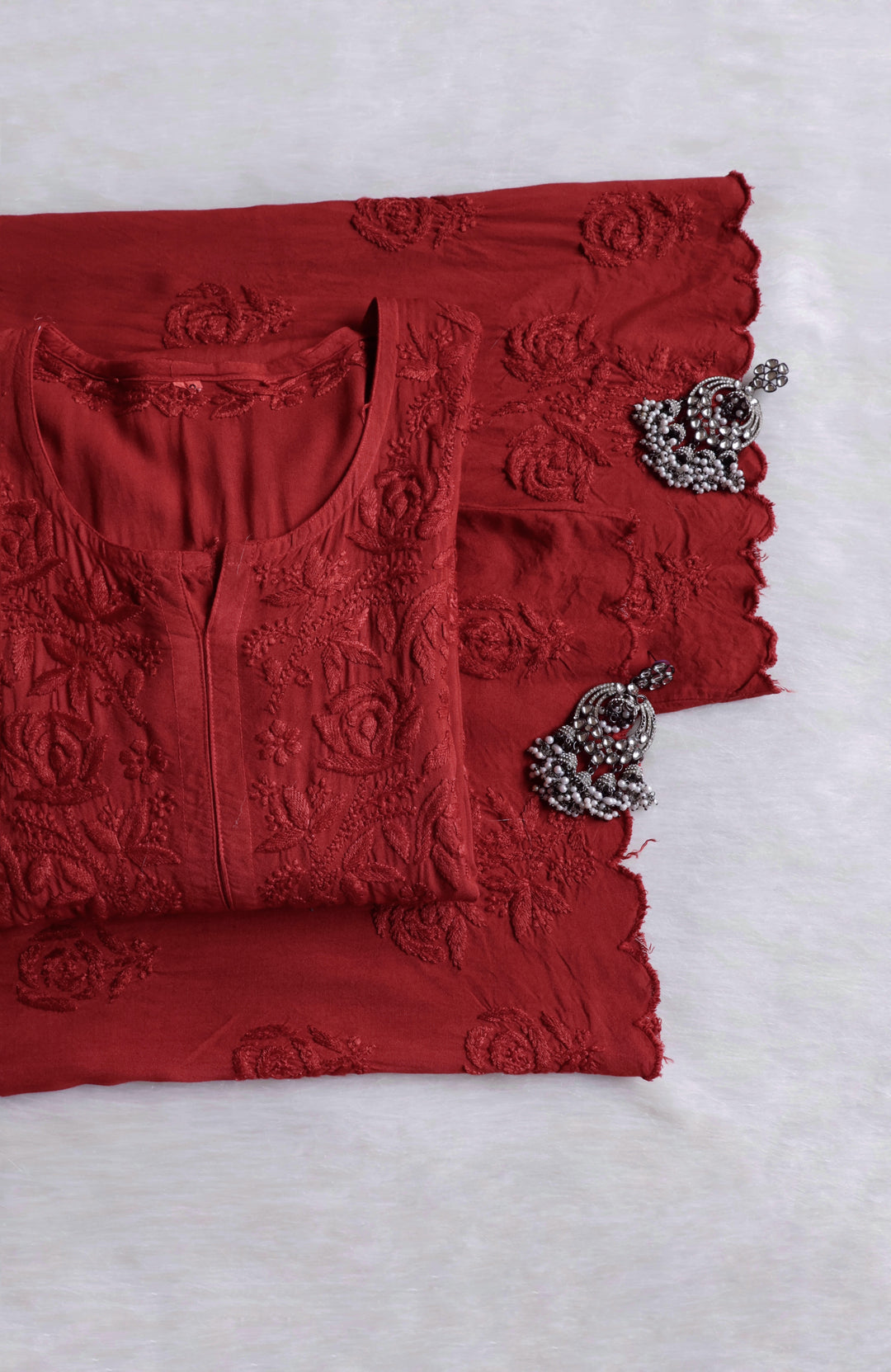 Gul Rose Brown Scalloped Rayon set