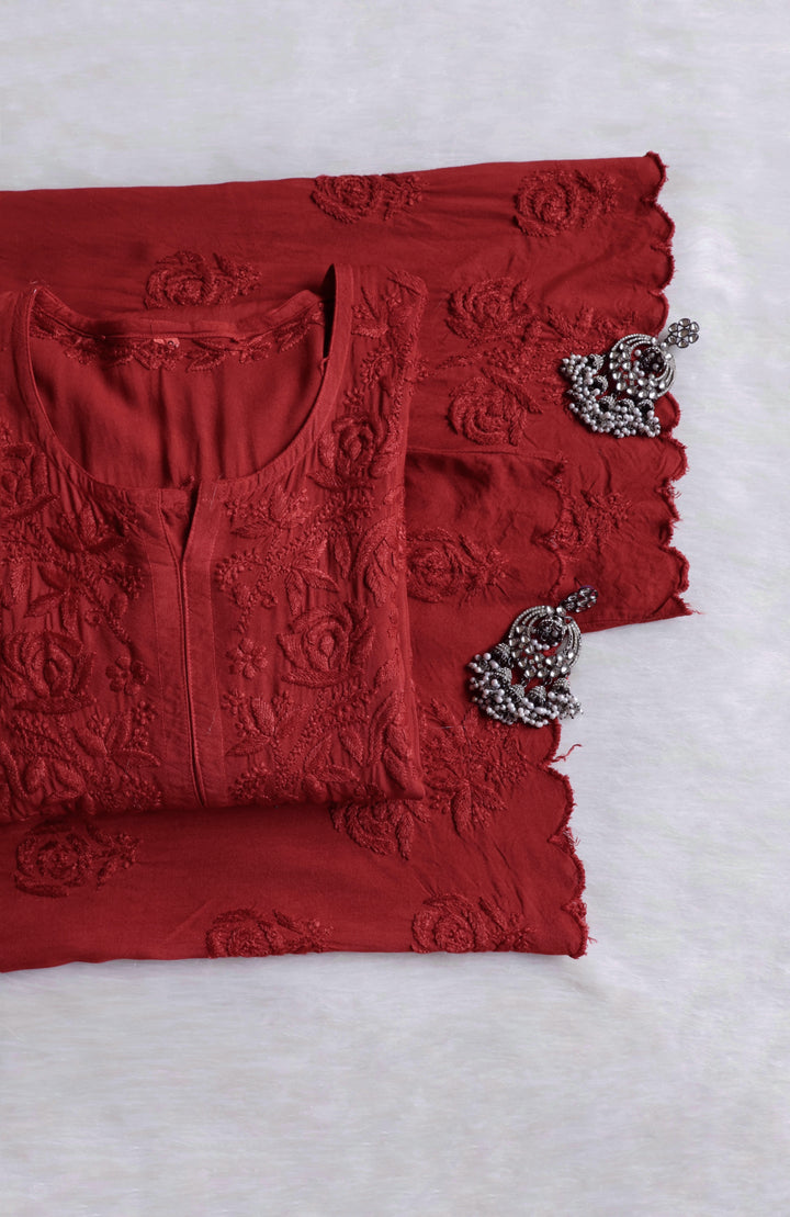 Gul Rose Brown Scalloped Rayon set