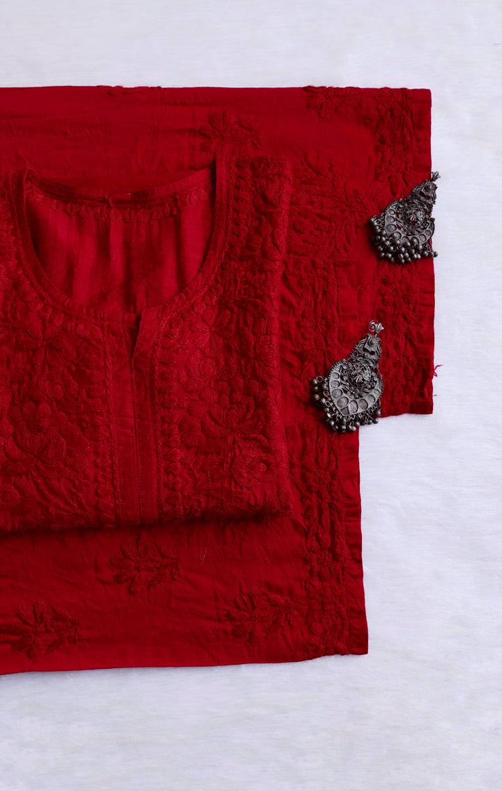 Meerab Red Pure Chanderi set