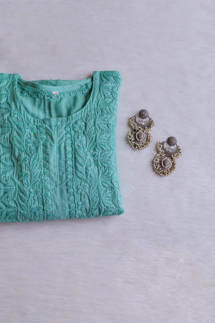 MehrNaaz Sea Blue Pure Muslin Kurta