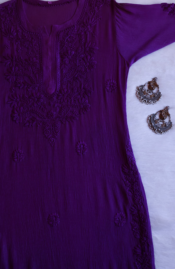 Mehr Deep Purple Pure Chiffon Kurta