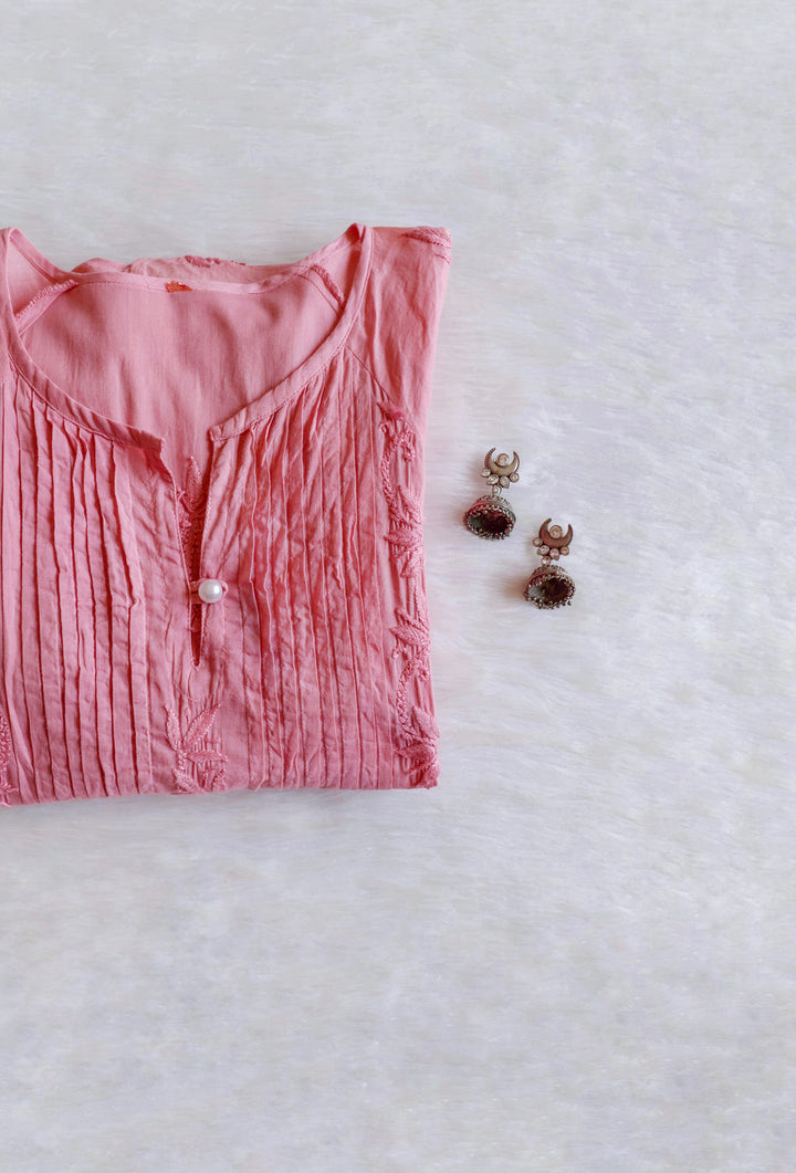 Noor Rose Brown Pure Cotton Midi Dress