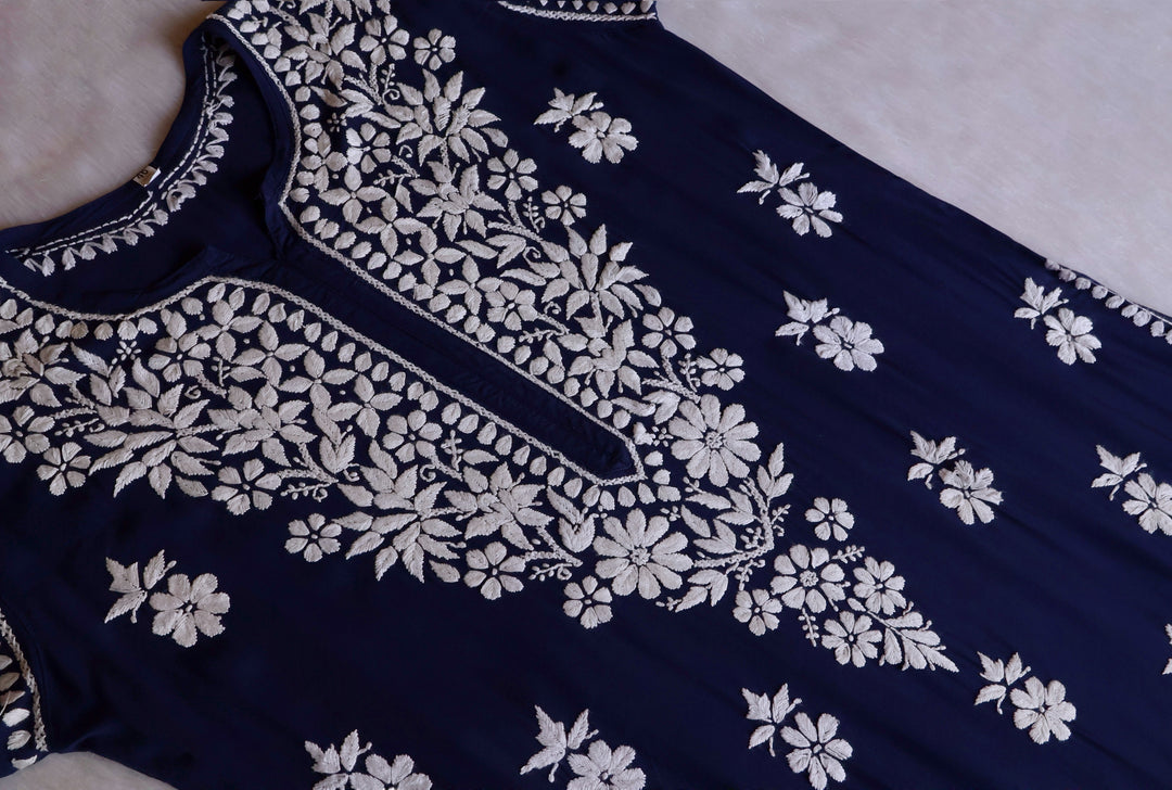 Hayaa Navy Blue Pure Modal Kurta