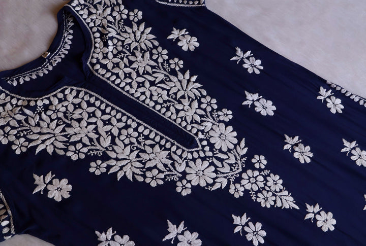 Hayaa Navy Blue Pure Modal Kurta