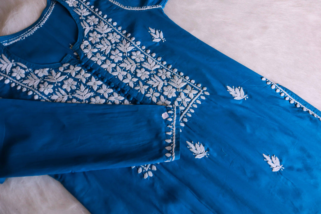 Zyra Peacock Blue Cotton Kurta