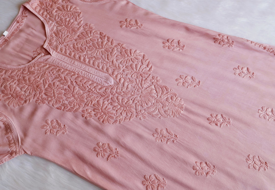 Amirah Rose Beige Long Rayon kurta