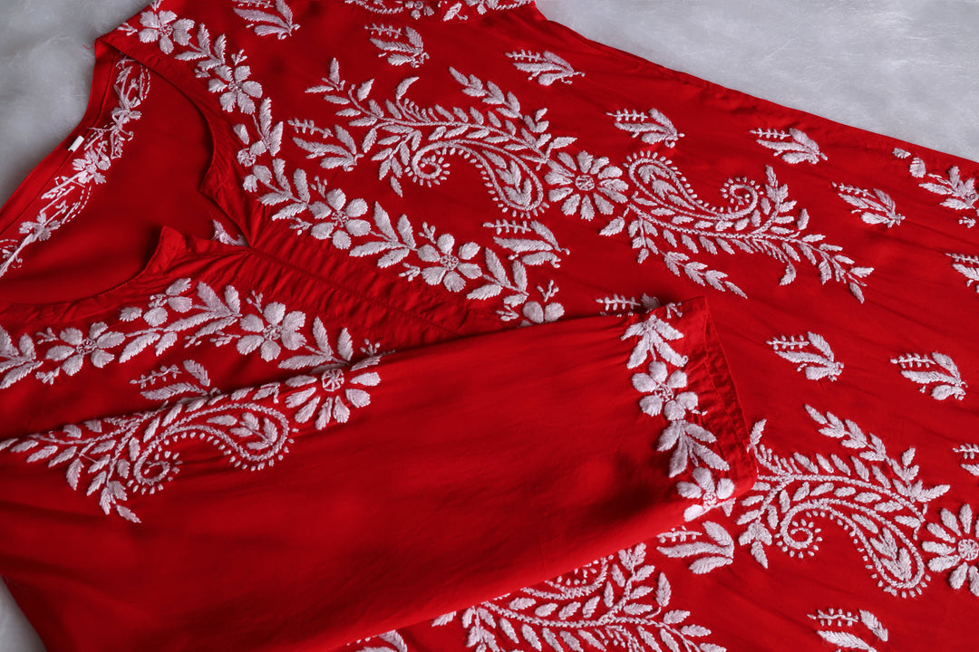 Lily Red Long Modal Kurta