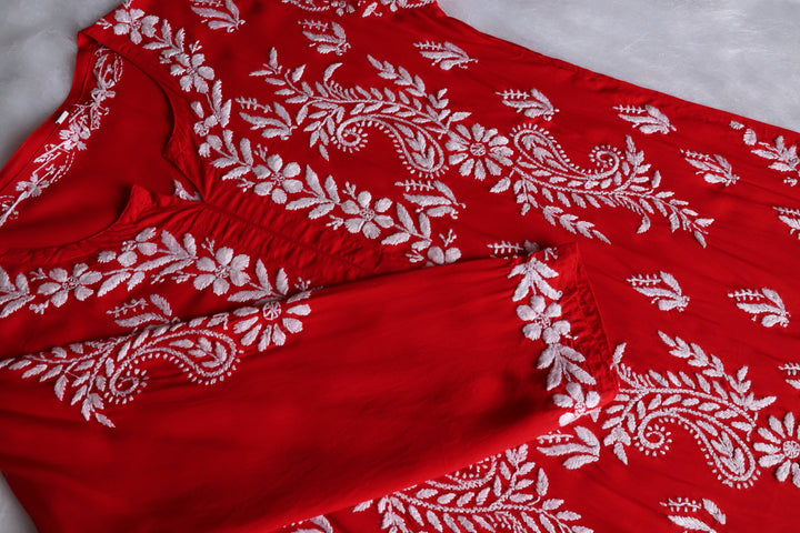 Lily Red Long Modal Kurta