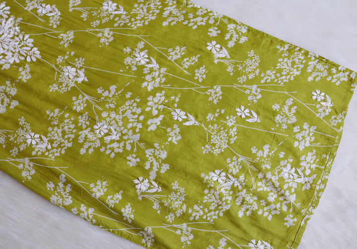 Farhaa Green Floral Long MulMul kurta