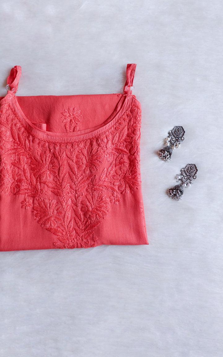 Aira Peach Short Sleeveless Kurta